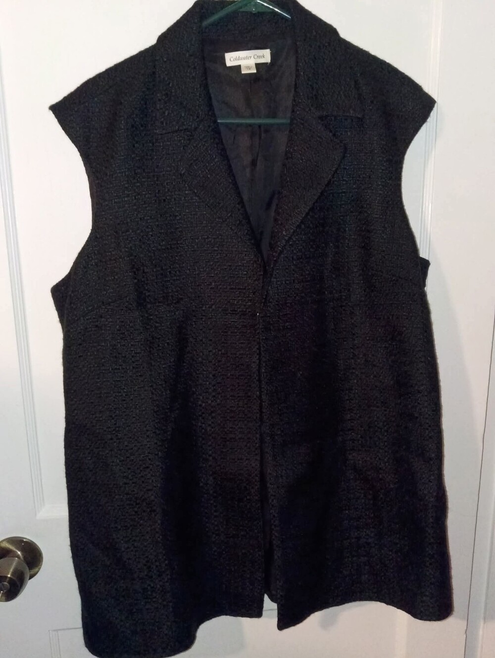 Coldwater Creek Black Textured Sleeveless Coat Vest Womens Plus Size 18